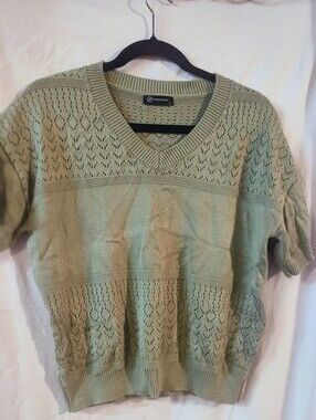 Women's Sage Green V-Neck Knit Sweater